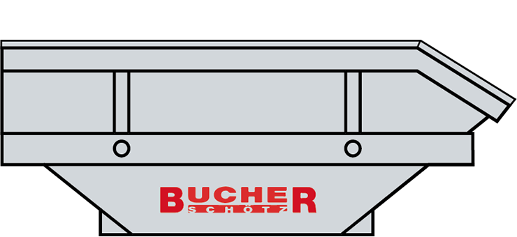 Graue Mulde auf Sammelhof von K. & M. Bucher Transporte AG