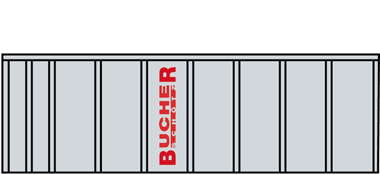Graue Mulde auf Sammelhof von K. & M. Bucher Transporte AG